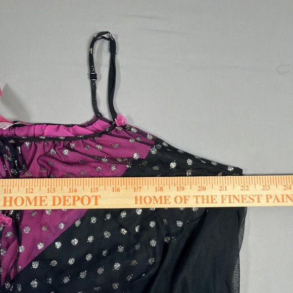 Betsey Johnson Womens Intimate Mesh Polka Babydoll Pink Black Nightgown Large - Picture 13 of 14